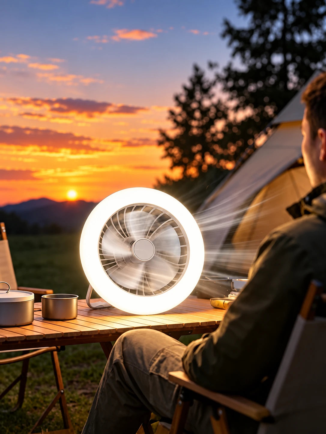 Rechargeable Tent Fan Light
