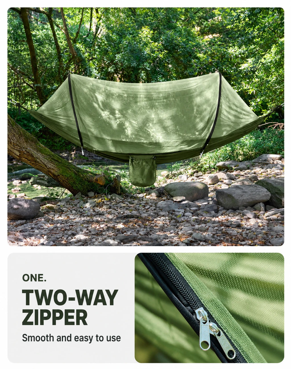 Outdoor Camping Hammock for Adults, Kids, Mosquito Protection, Anti-Side Flip